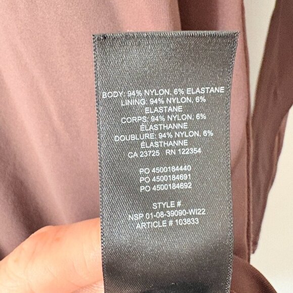 Aritzia Babaton Contour Crew Long Sleeve Mini Dress Scoop Neck Rich Mocha Brown - Picture 8 of 8